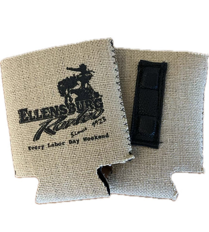 Burlap Can Koozie with Magnet